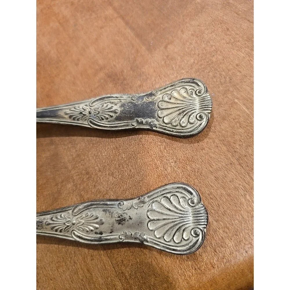 FB ROGERS Silverplate KINGS pattern Salad Serving Set Italy Beautiful